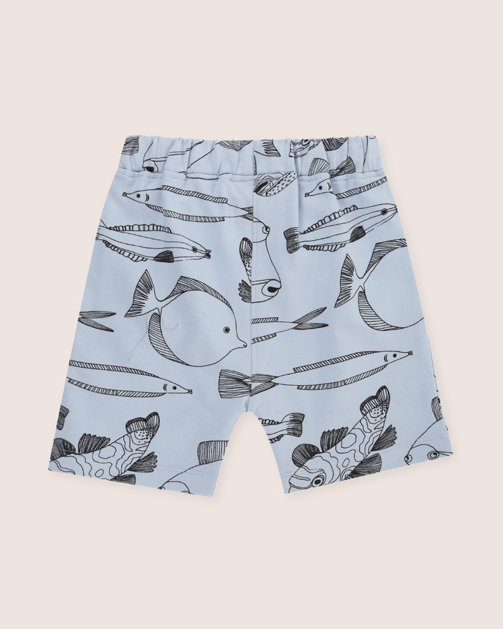Blue Fish Print Shorts