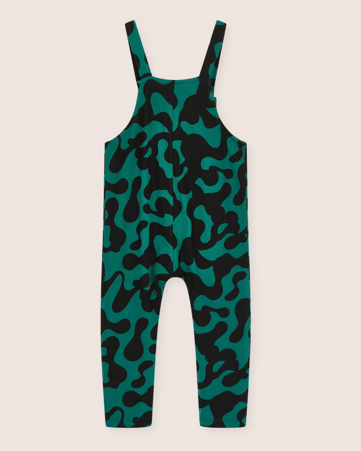 Green Abstract Swirl Print Dungarees
