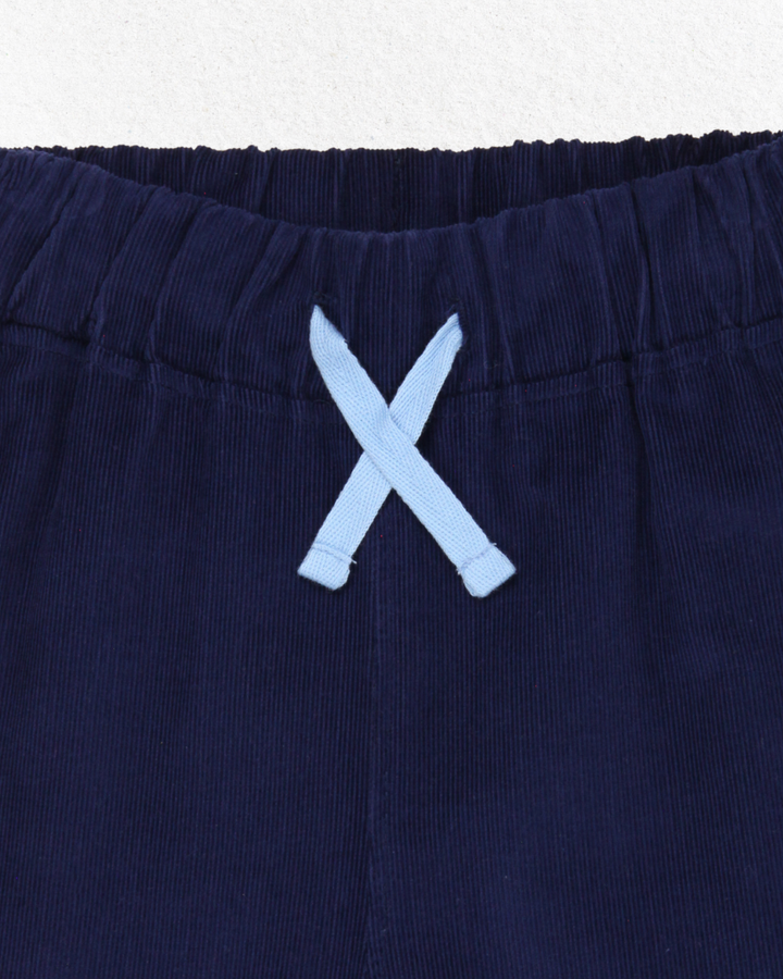 organic cotton kids Navy Woven Cord Trousers
 - close up