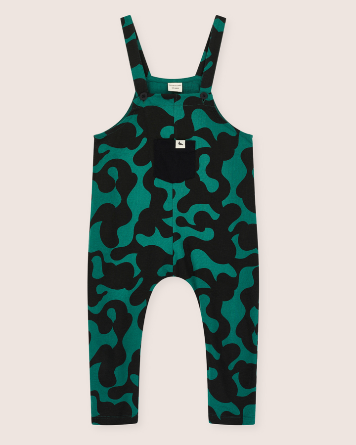 Green Abstract Swirl Print Dungarees