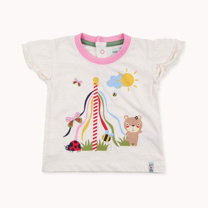 Organic cotton Maypole Lilly Top & stripe Short Baby Set - image 2