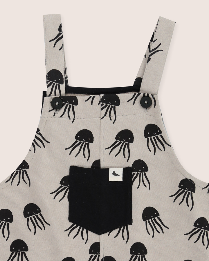 Grey Jellyfish Print Dungarees