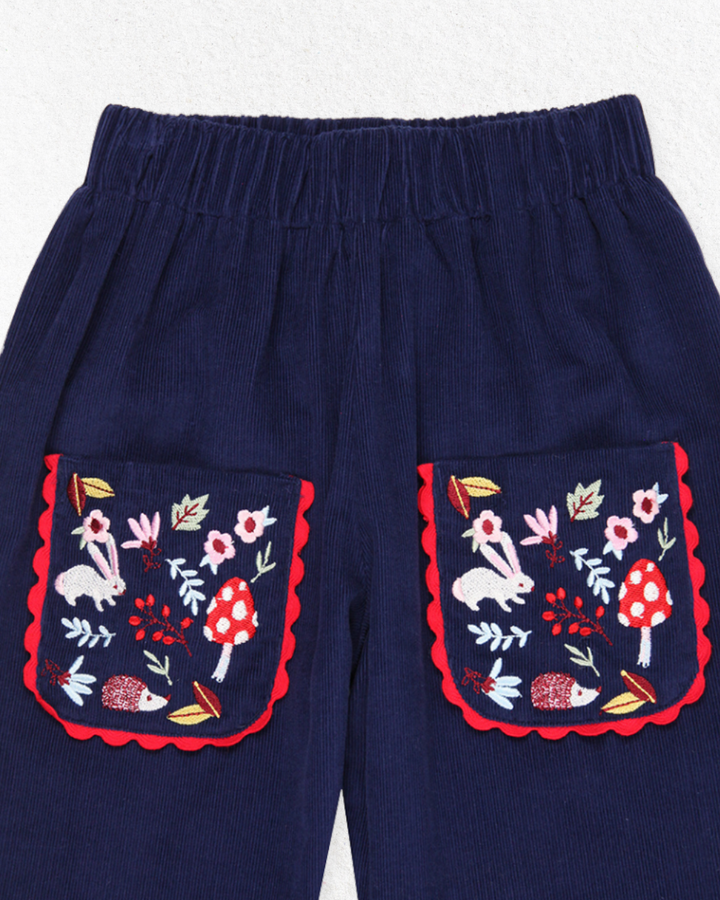 Embroidered Cord Crop Trousers