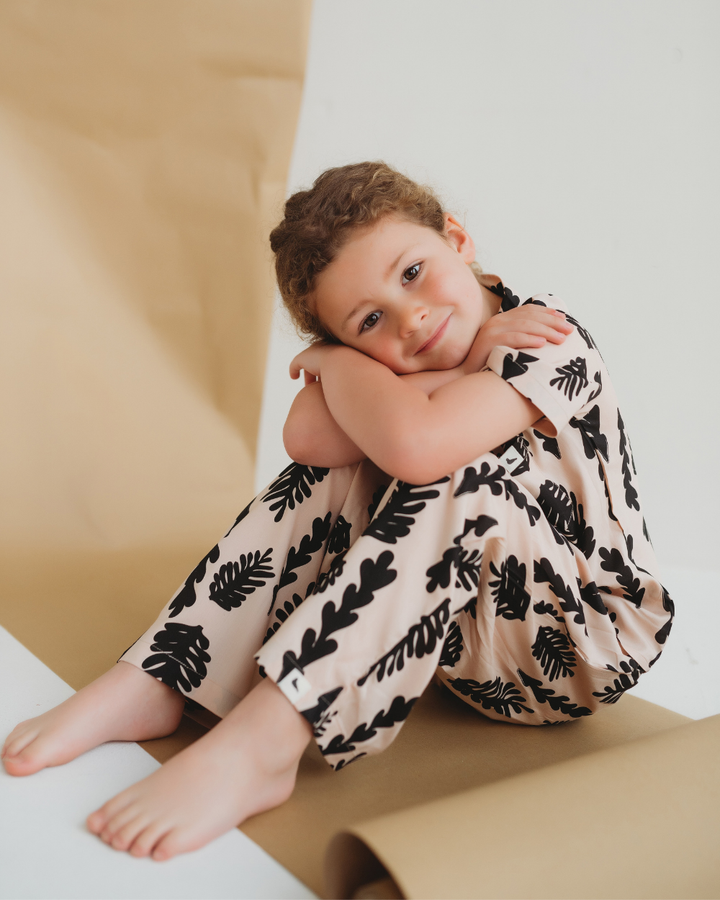 Cream Seaweed Print Trousers