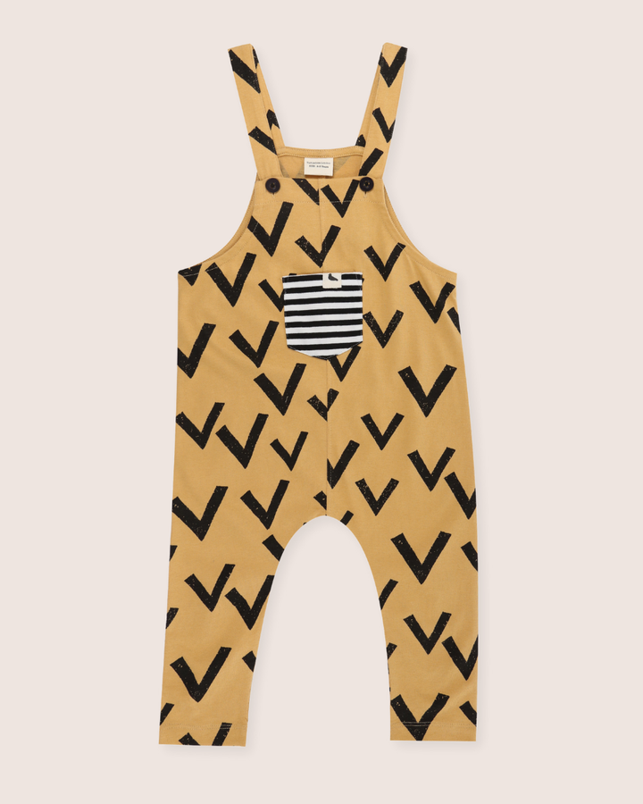 Yellow Bird Flight Print Dungarees