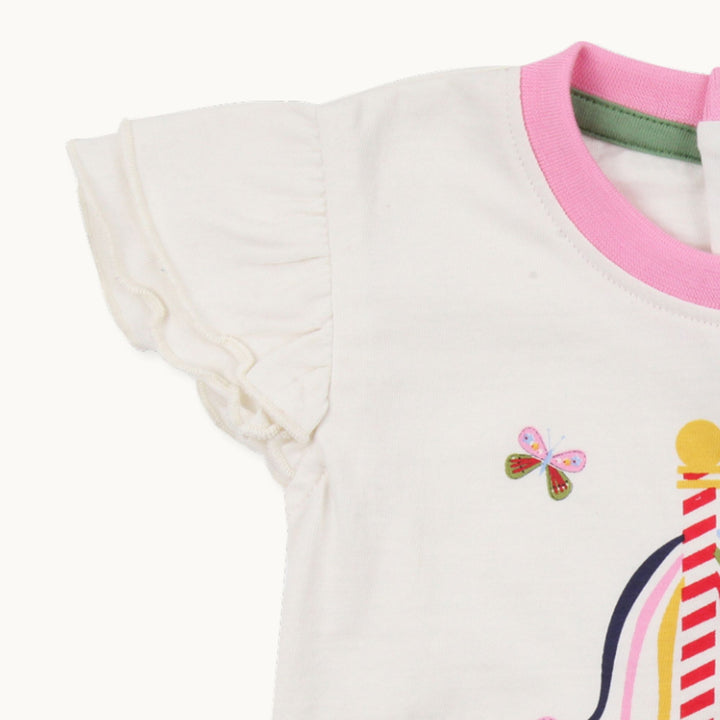 Organic cotton Maypole Lilly Top & stripe Short Baby Set - image 4
