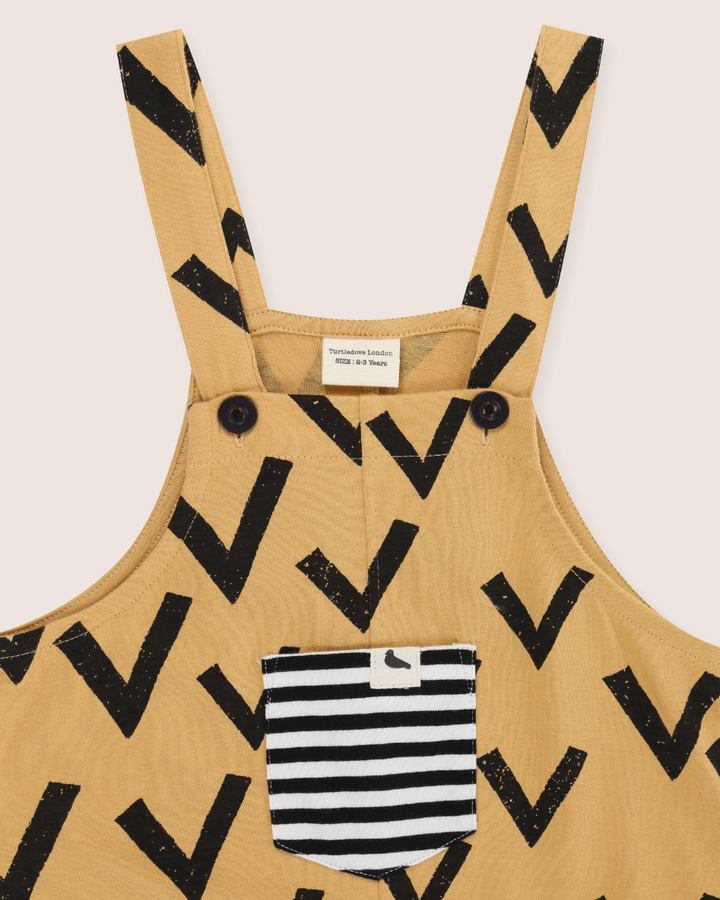 Yellow Bird Flight Print Dungarees