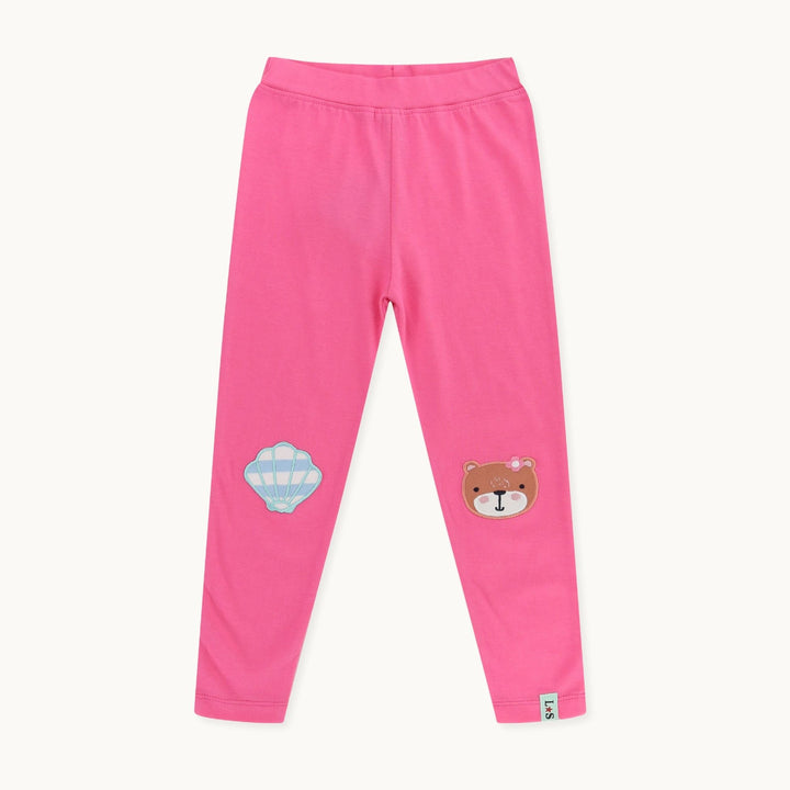 organic cotton Pink Lilly Applique And Stripe Print Leggings - 2 Pack - image 2