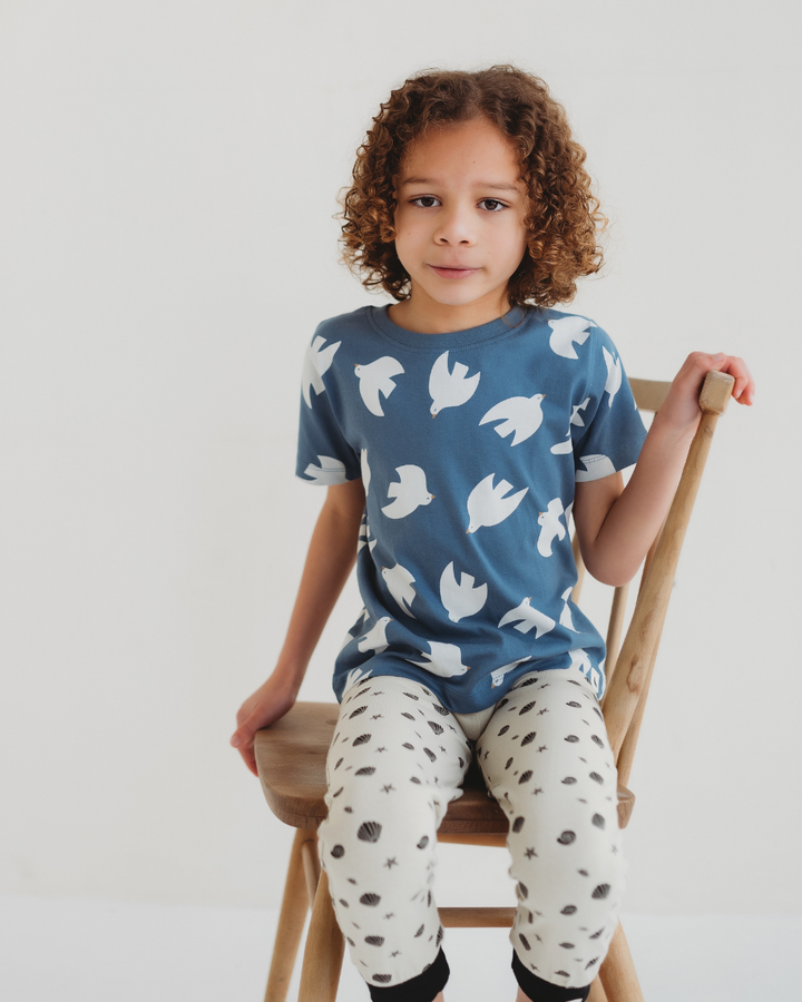 Blue Seagull Print T-Shirt