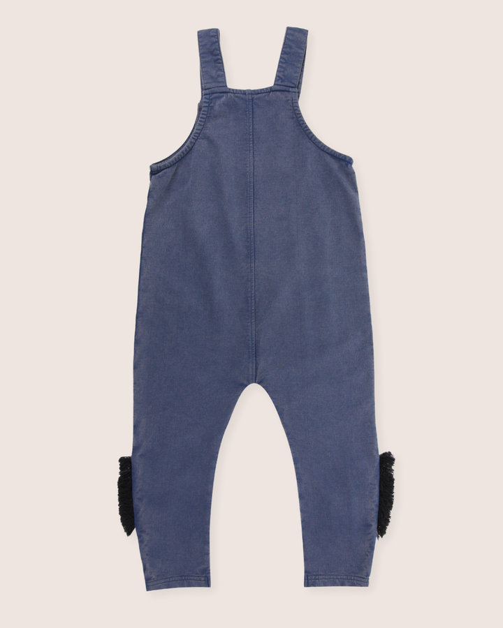 Blue Zebra Head Print On Leg Dungarees