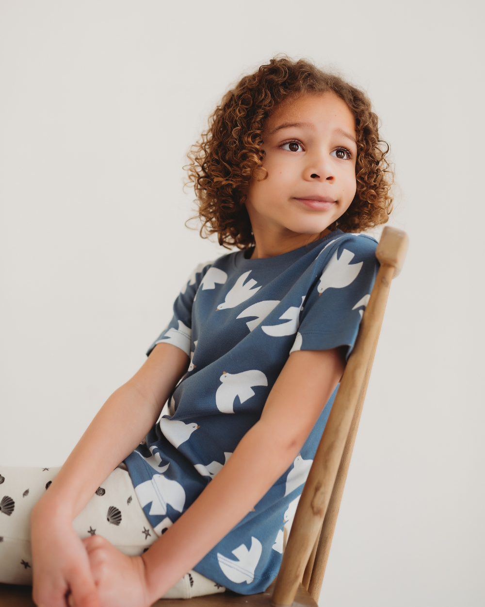 Blue Seagull Print T-Shirt
