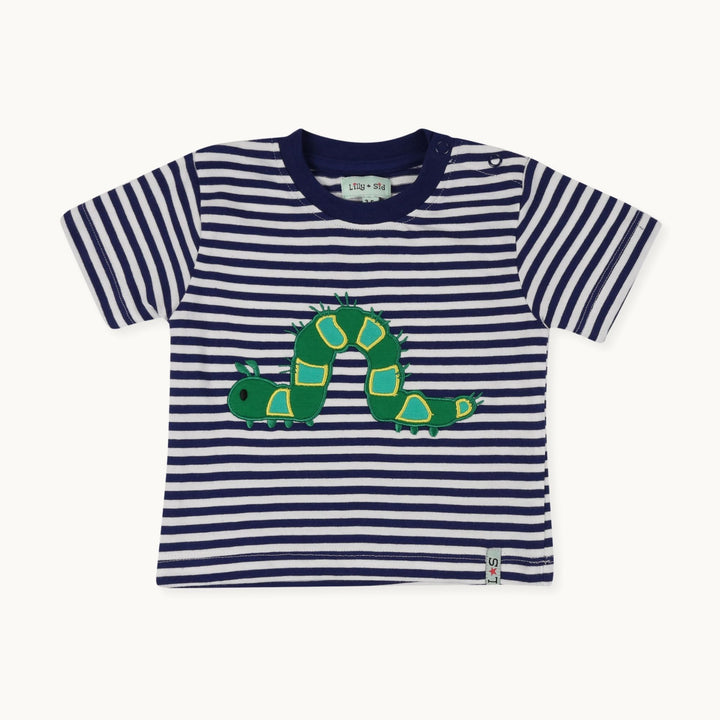 Multicoloured Palm Print Stripe Top with Caterpillar