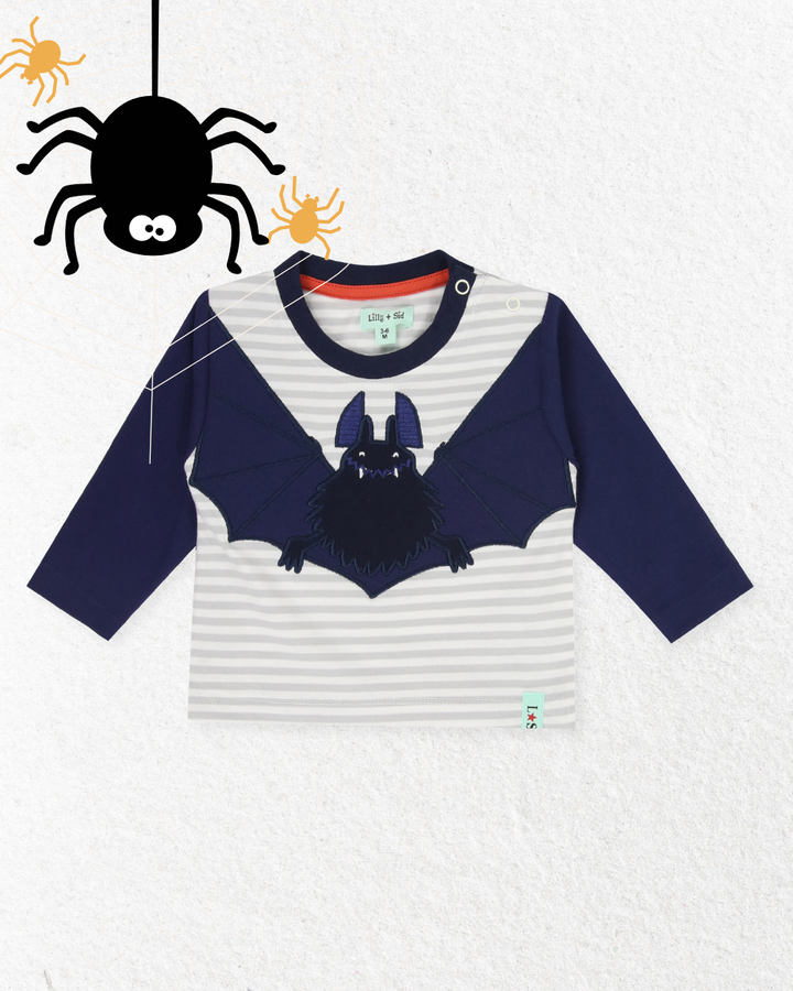 Bat applique on stripe print full sleeve Sleeve Top - front image 