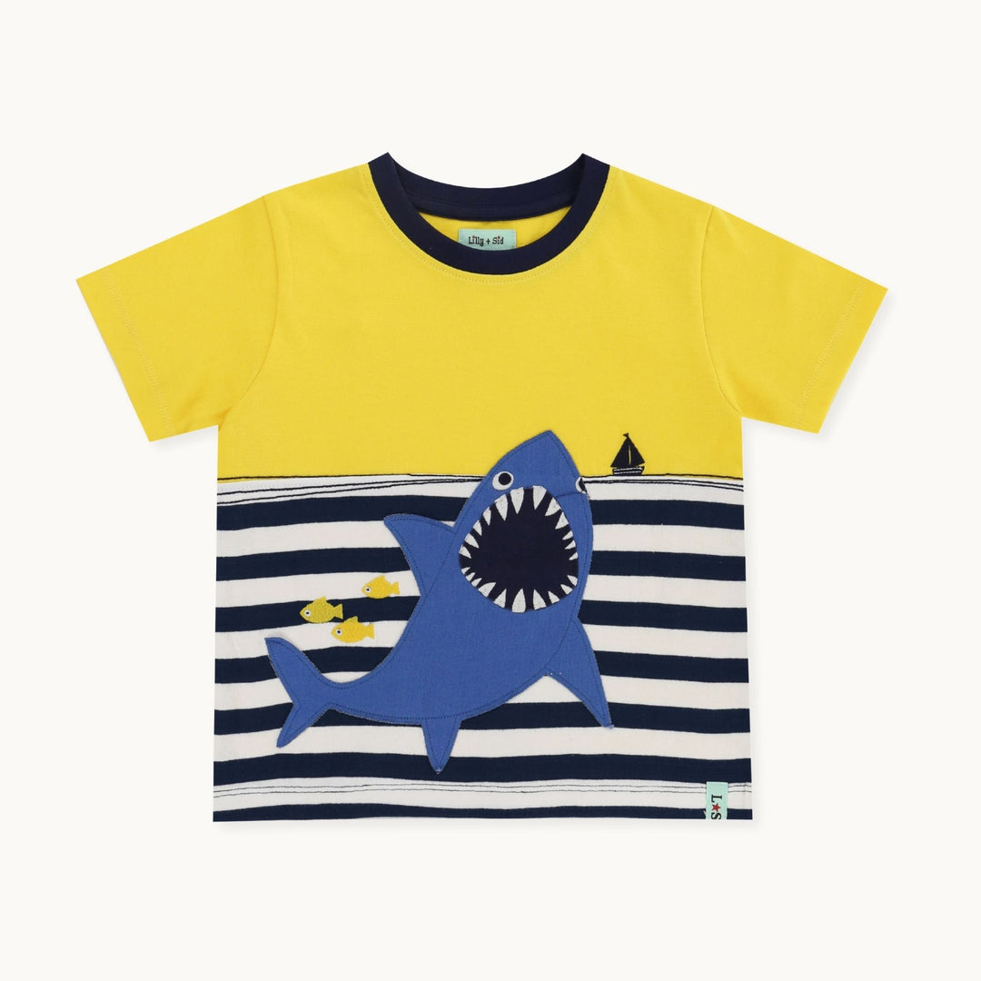 organic cotton Multicoloured Shark Applique T-Shirt - image 1