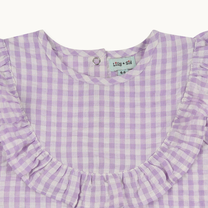 organic cotton Frill Gingham Top - close up