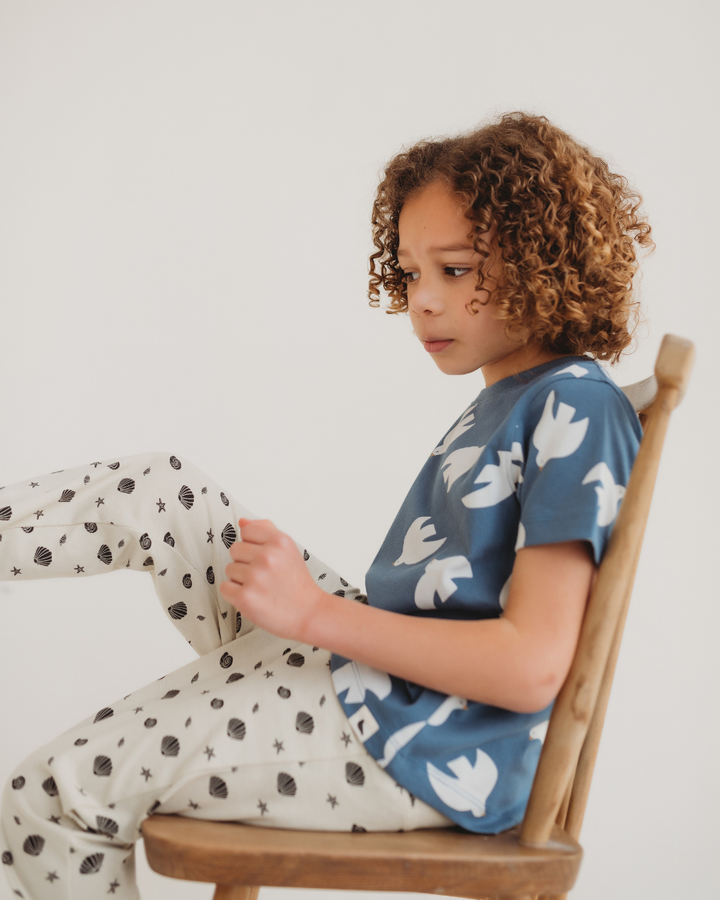 Blue Seagull Print T-Shirt