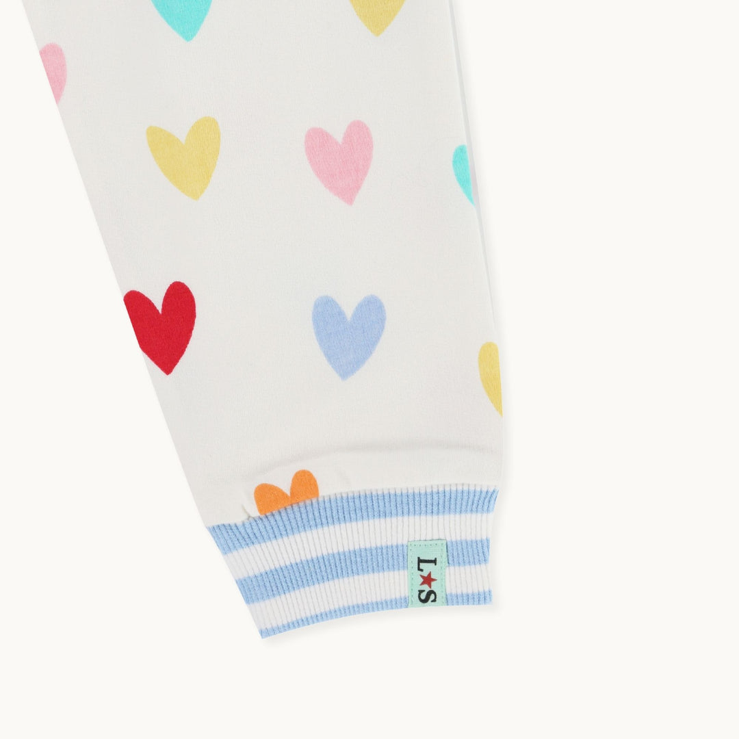 organic cotton White Heart Print Joggers with stripe waistband - image 3