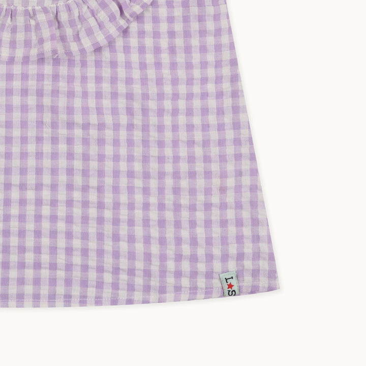 organic cotton Frill Gingham Top - close up 2