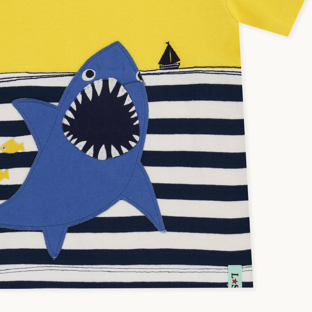 organic cotton Multicoloured Shark Applique T-Shirt - image 3