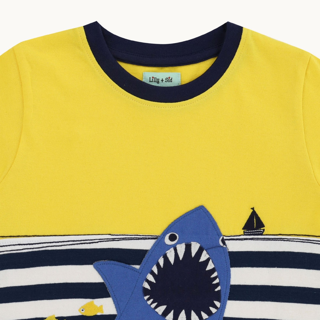 organic cotton Multicoloured Shark Applique T-Shirt - image 2