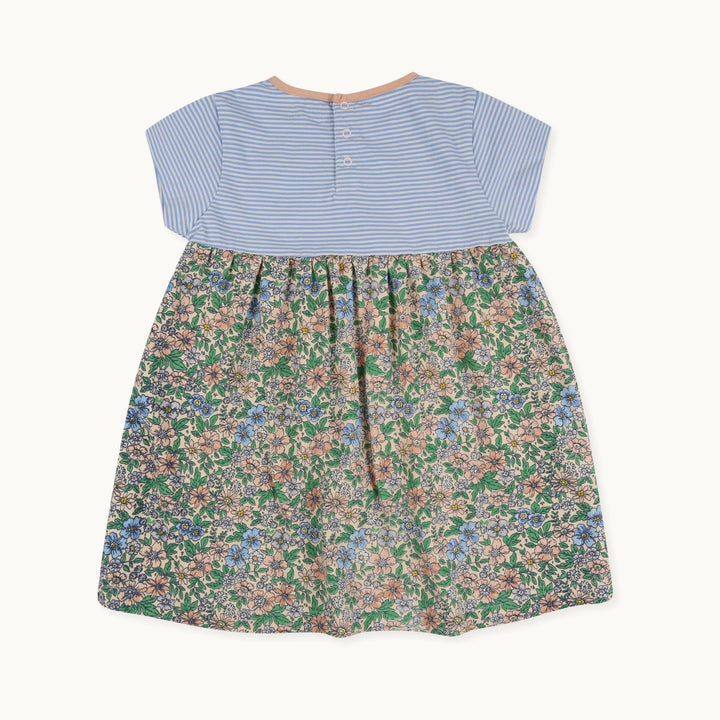 short sleeve stripe and floral print Alice Floral Dress back