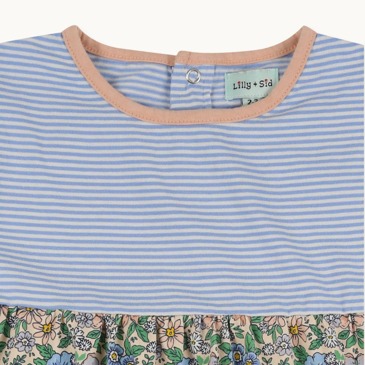 short sleeve stripe and floral print Alice Floral Dress - close up