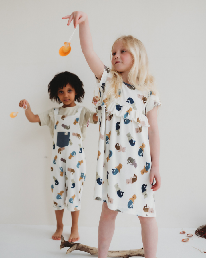 White Merbear Print Dress