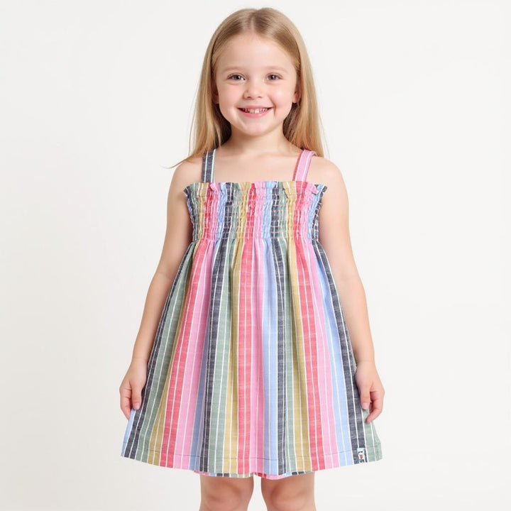 Multicoloured Rainbow Sun Stripe Print Dress