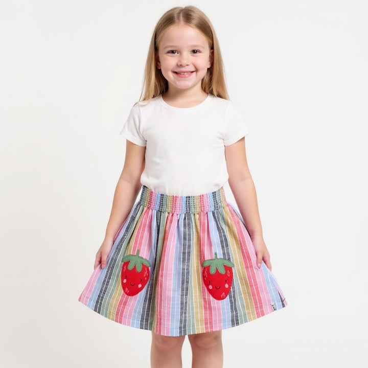 Multicoloured Rainbow Stripe Print Skirt