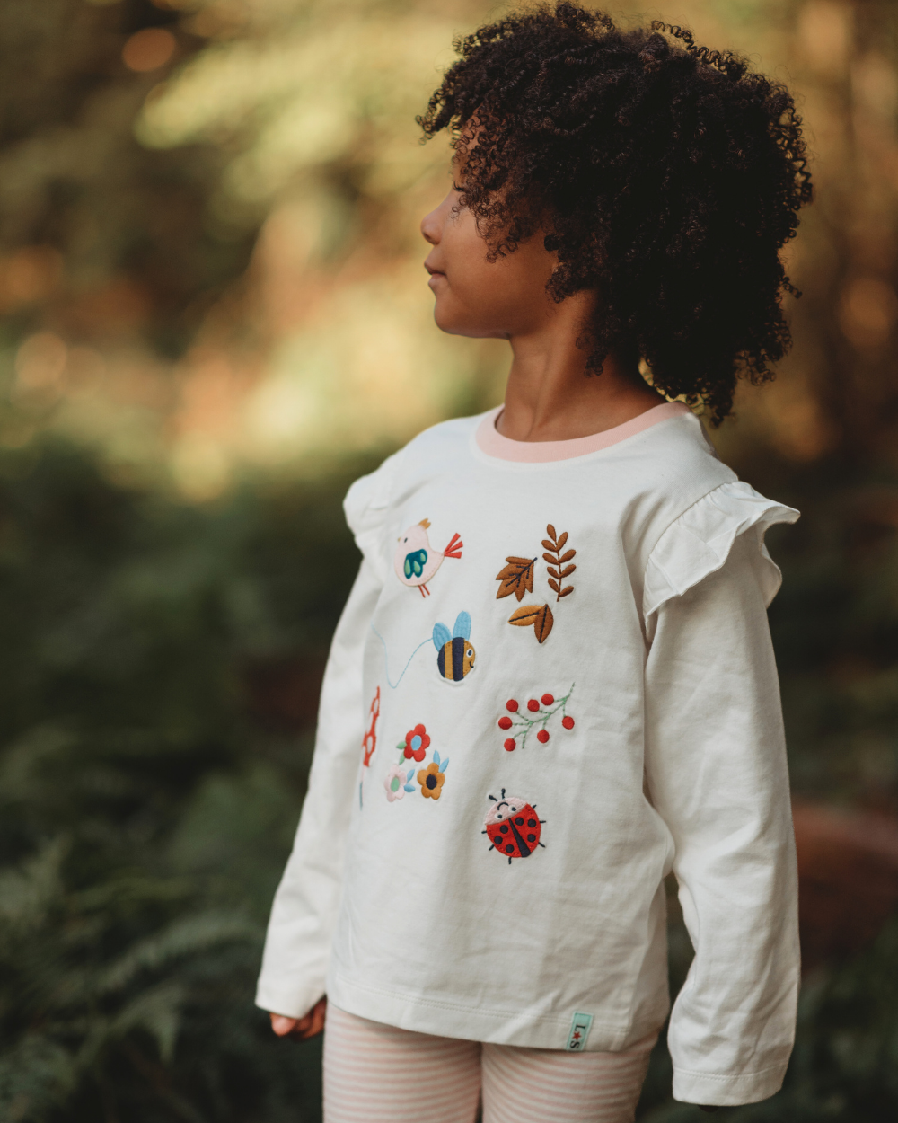 model wearing organic cotton Woodland Walks print full sleeve Top
- image 2