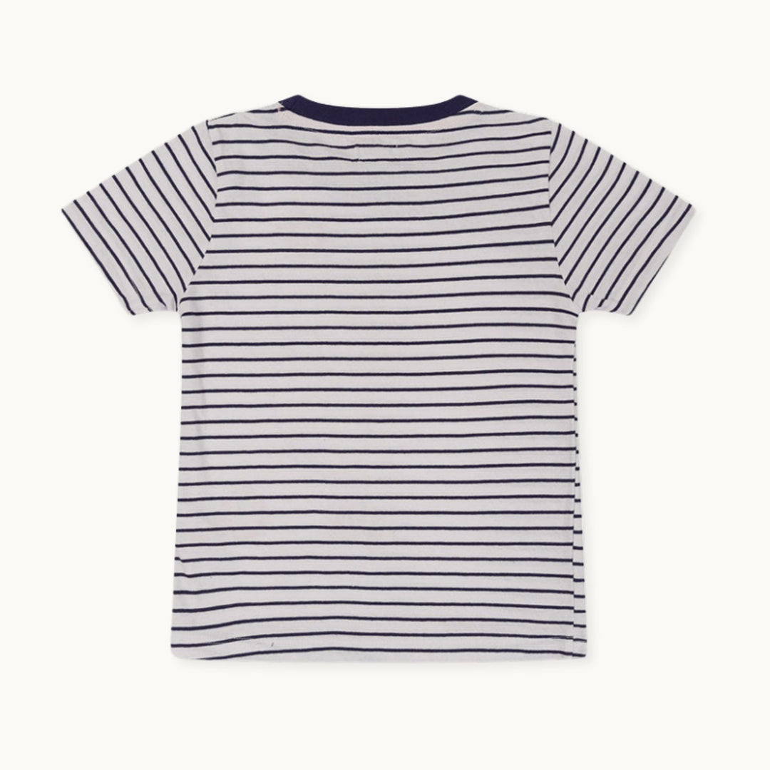 organic cotton bee applique and navy stripe top - image 2