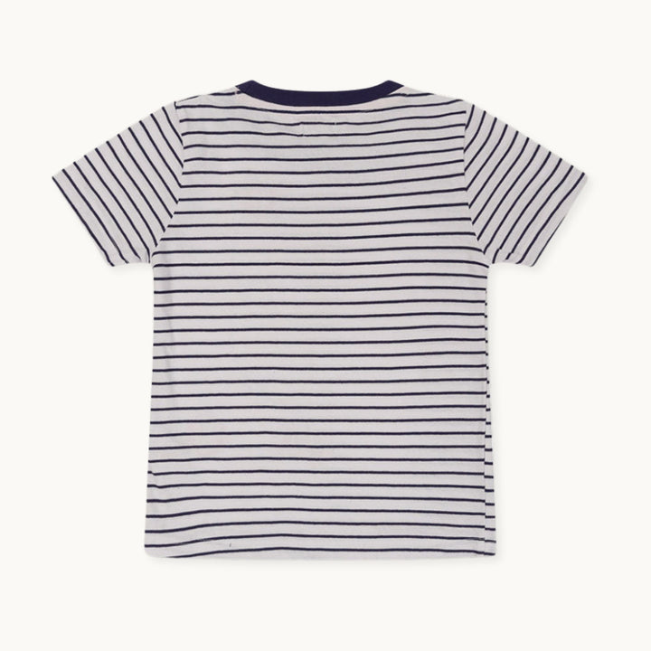 organic cotton bee applique and navy stripe top - image 2