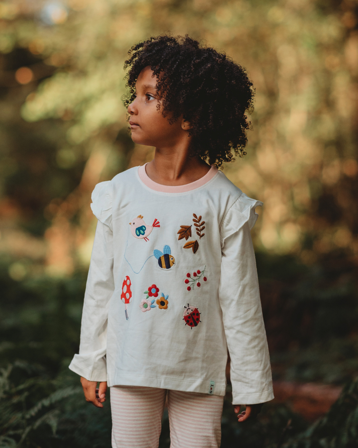 model wearing organic cotton Woodland Walks print full sleeve Top
- image 1