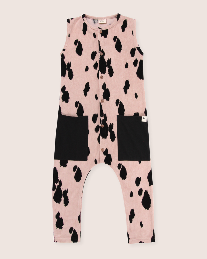 Pink Pony Print Velour Romper