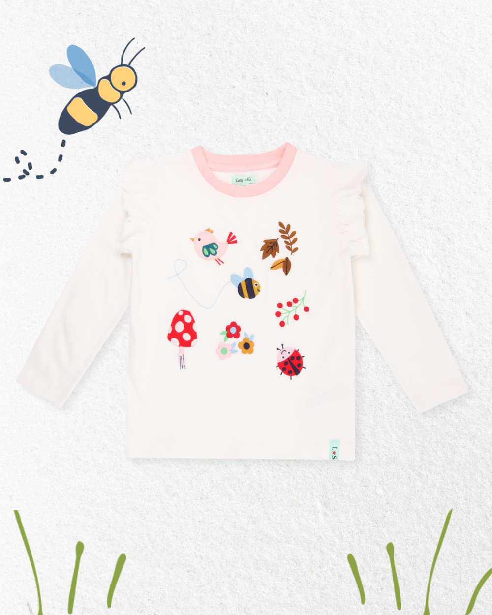 organic cotton Woodland Walks print full sleeve Top

