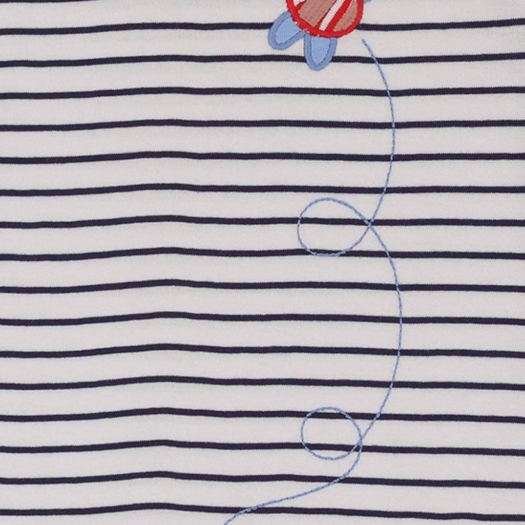 organic cotton bee applique and navy stripe top - image 3