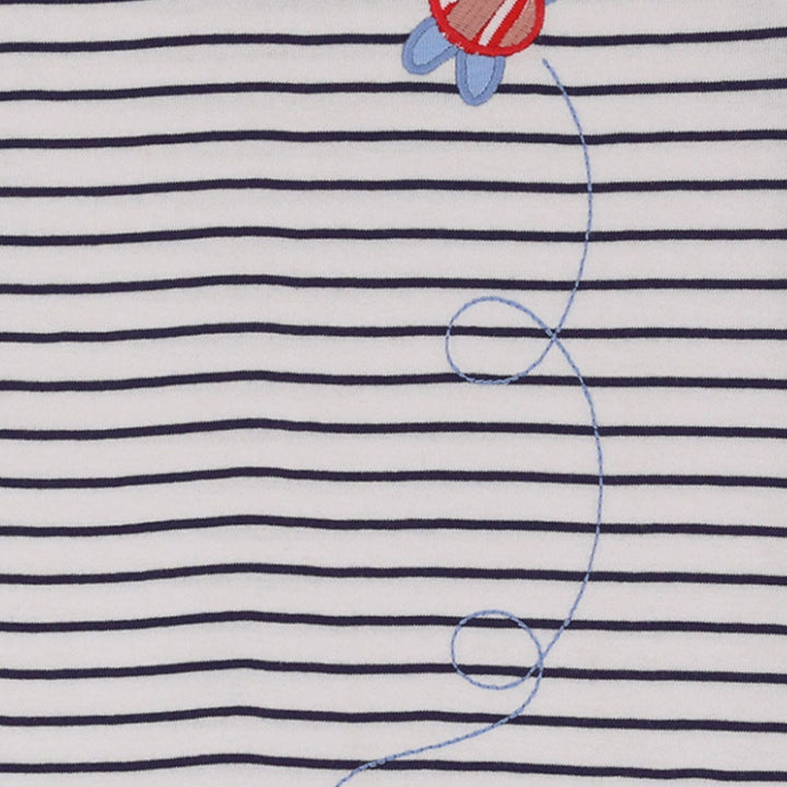 organic cotton bee applique and navy stripe top - image 3