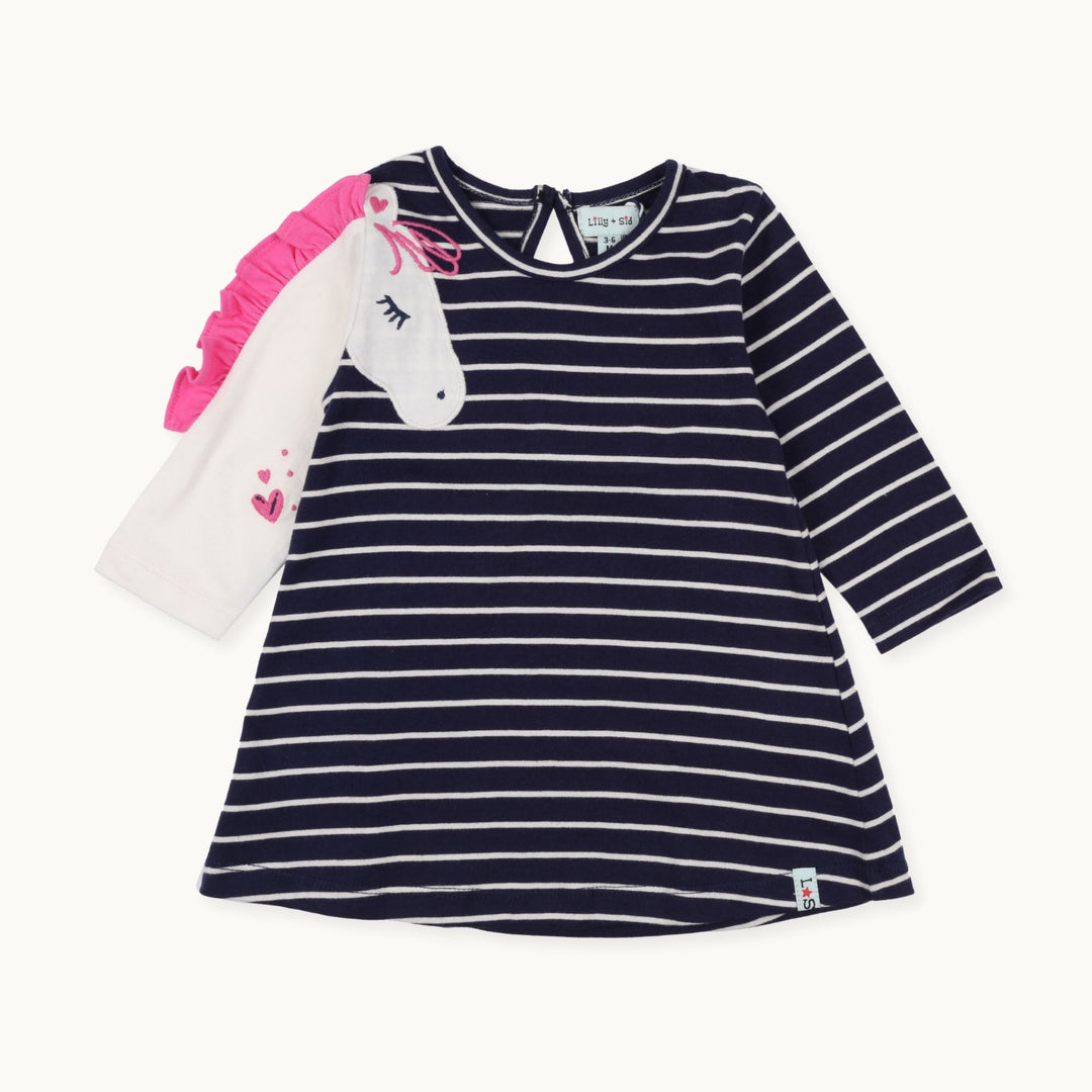 organic cotton Horse Sleeve and stripe Dress & Leggings Set - dress