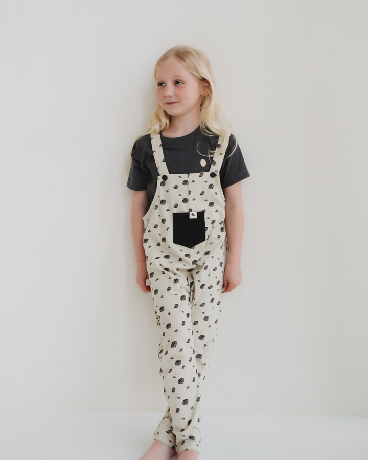 Stone Seashell Print Dungarees