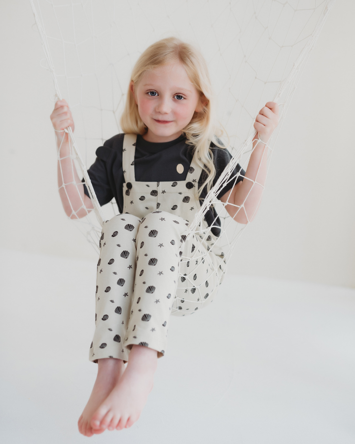 Stone Seashell Print Dungarees