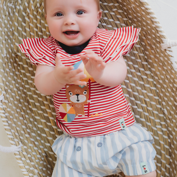 organic cotton Multicoloured Lilly At The Beach Applique Top And Short Set - lifestyle image 