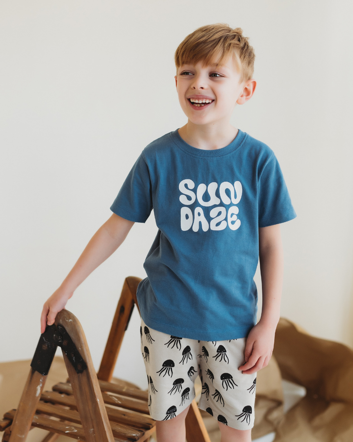 Blue Sundaze Slogan Print T-Shirt