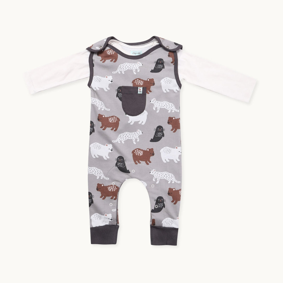 Sustainable baby Animals Print romper with a full sleeve top - image 1