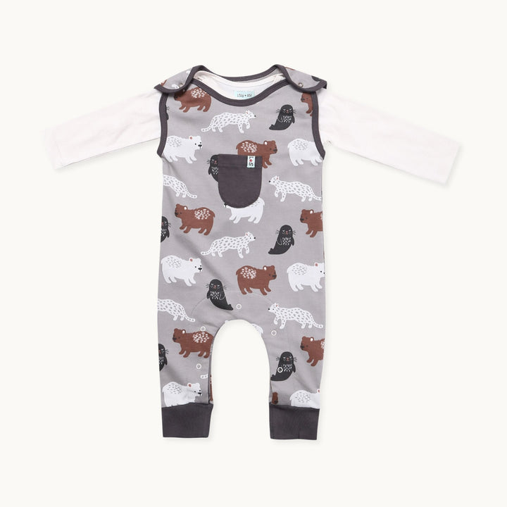 Sustainable baby Animals Print romper with a full sleeve top - image 1
