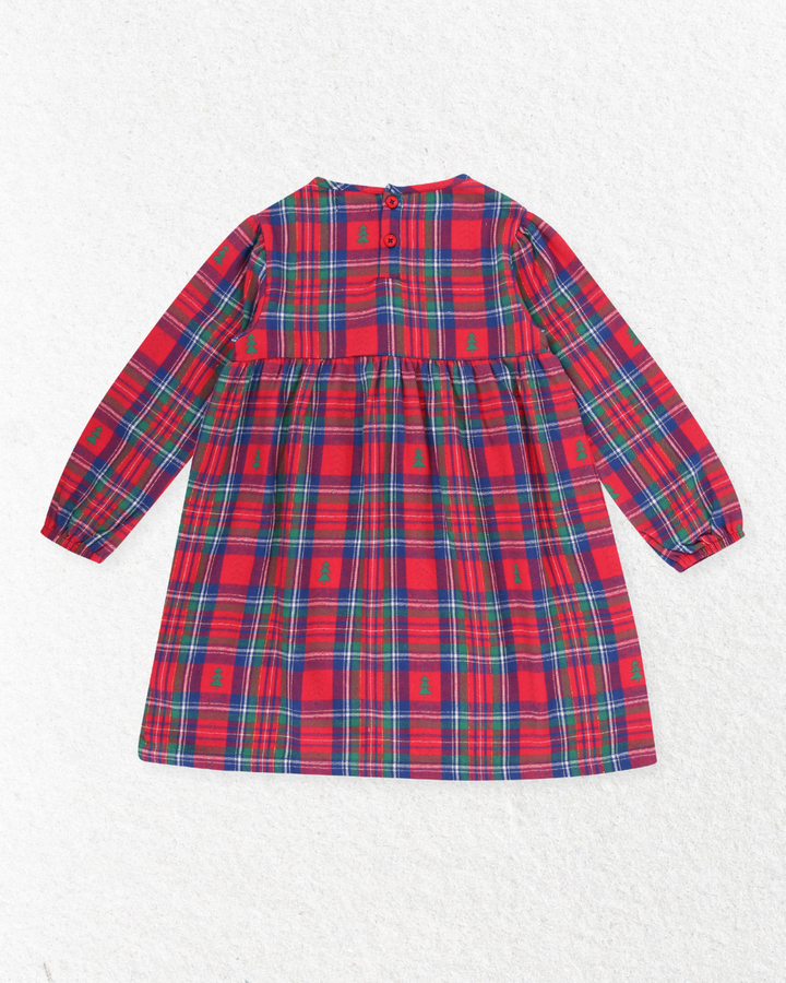 Applique Hem Tartan Dress