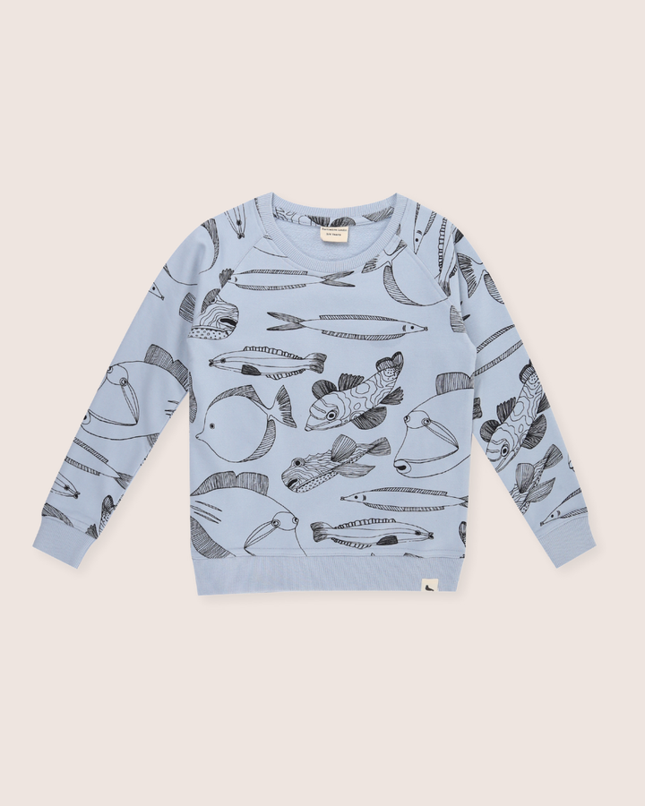 Blue Fish Print Sweatshirt