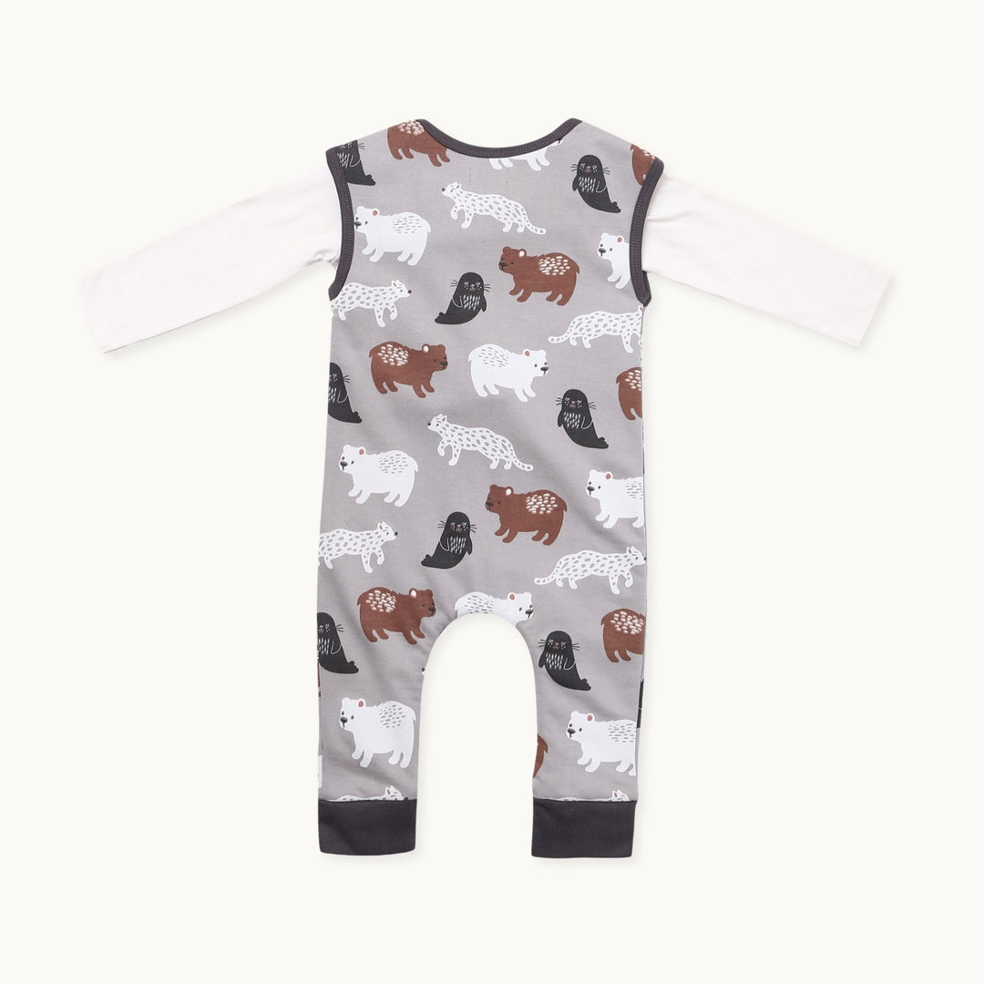 Sustainable baby Animals Print romper with a full sleeve top - image 3
