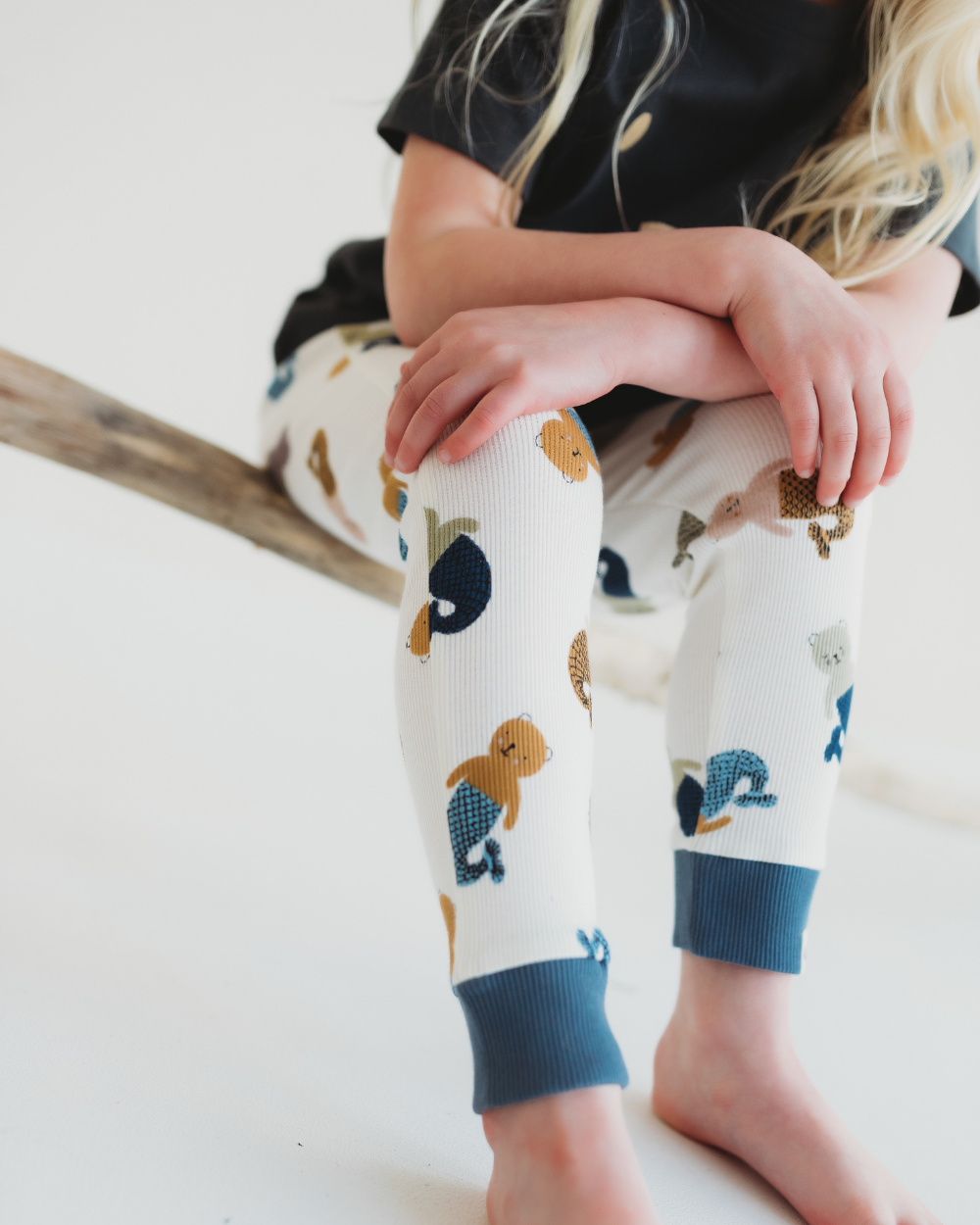 White Merbear Print Leggings