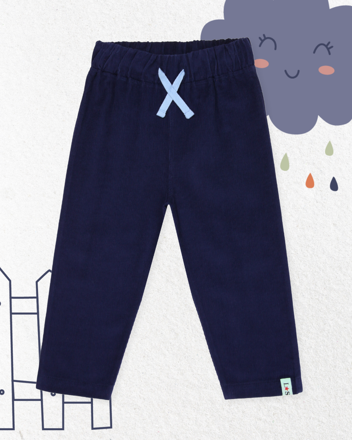 organic cotton kids Navy Woven Cord Trousers

