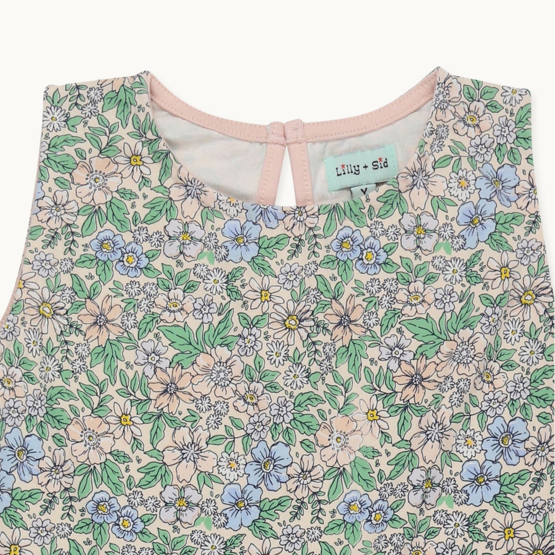 organic cotton floral print and ruffle  sleeveless playsuit - image 2